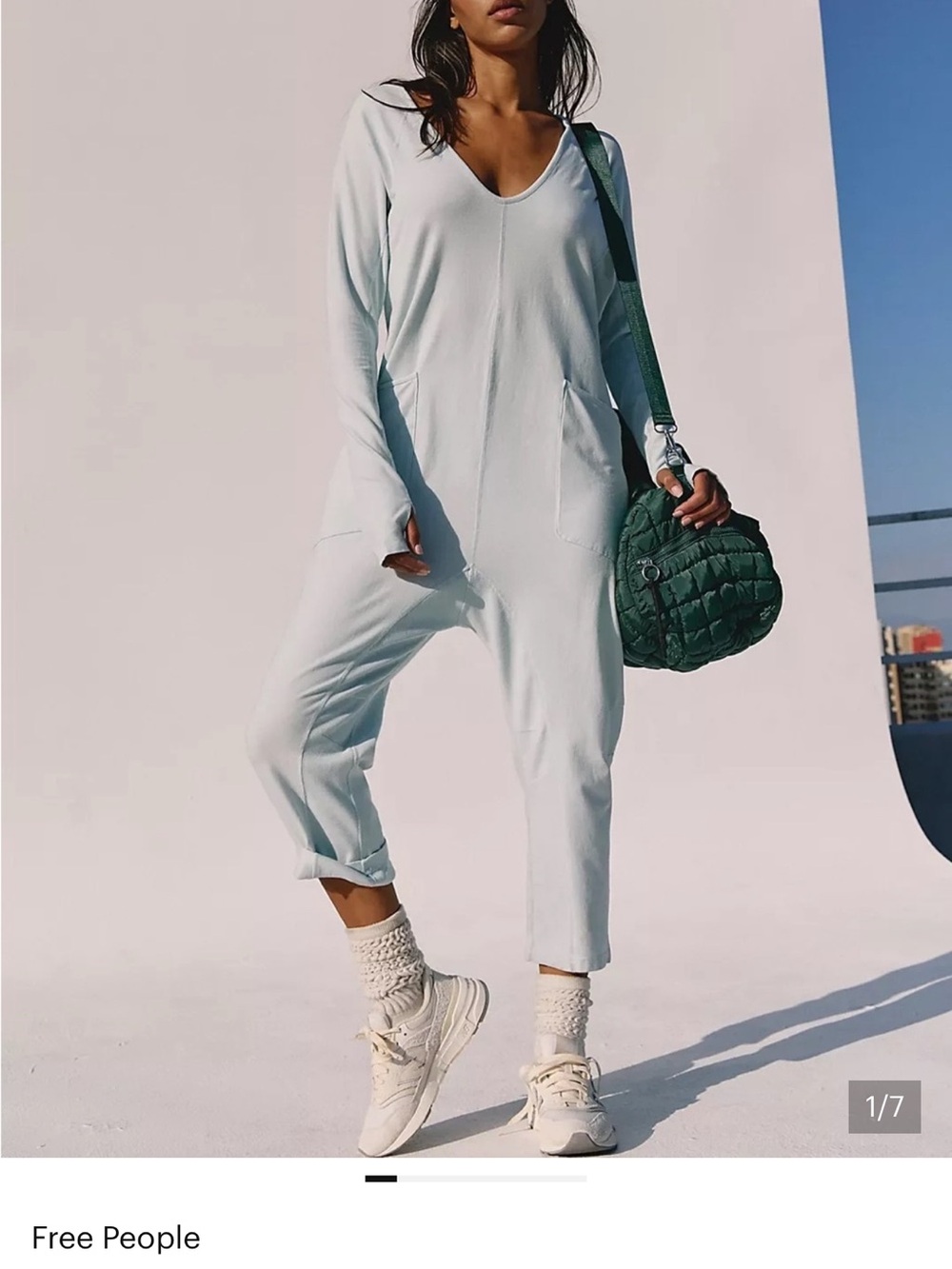 FP Movement by Free People Hot Shot Long Sleeve Onesie ~ Artic Snow Sz Sm